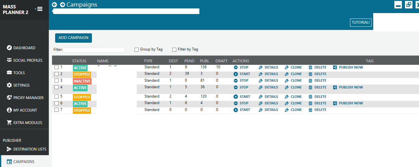 Mass Planner Campaigns